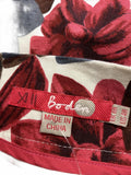 Boden Floral Print Cotton Linen Blend Skirt with Belt Gray Brown Wine US 4R
