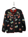 Indigo Moon Black Embroidery Beaded Textured Butterfly Jacket Size Medium Art