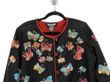 Indigo Moon Black Embroidery Beaded Textured Butterfly Jacket Size Medium Art