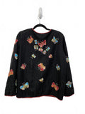 Indigo Moon Black Embroidery Beaded Textured Butterfly Jacket Size Medium Art