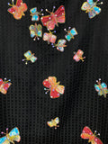 Indigo Moon Black Embroidery Beaded Textured Butterfly Jacket Size Medium Art