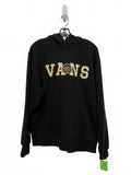 Vans “Slack & Field” Black Hoodie w/ Logo & Floral Detail Size Medium Cozy Nice