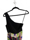 Alice + Olivia One-Shoulder Colorful Abstract Print Mini Dress Silk Prom Small