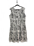 Cute Sleeveless Black and White Skeleton Calaveras Print Dress 3XL Cotton HEMET