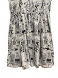 Cute Sleeveless Black and White Skeleton Calaveras Print Dress 3XL Cotton HEMET