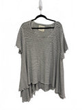 We The Free Striped Short Sleeve Asymmetrical Hem Top Boho Summer Size Small