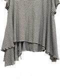 We The Free Striped Short Sleeve Asymmetrical Hem Top Boho Summer Size Small