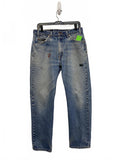 Levi's Vintage Distressed Blue Denim Jeans w/ Zip 505 Regular Fit Straight 34x30