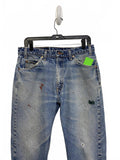 Levi's Vintage Distressed Blue Denim Jeans w/ Zip 505 Regular Fit Straight 34x30