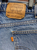 Levi's Vintage Distressed Blue Denim Jeans w/ Zip 505 Regular Fit Straight 34x30
