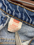 Levi's Vintage Distressed Blue Denim Jeans w/ Zip 505 Regular Fit Straight 34x30