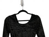 80s 90s Vintage Black Velvet Long Sleeve Thong Bodysuit Size Medium Jumping Joy