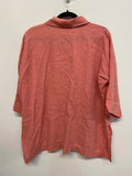 Flax Peach Pink Linen Button-Up Loose Fit Batwing Shirt - Medium