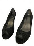 Stuart Weitzman Black Suede Peep Toe Platform Heels 7.5M