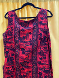 Sleeveless Red and Black Tropical Print Dress With Pockets Size Medium