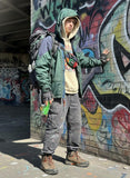 Y2K Solstice Forest Green and Purple Hooded Windbreaker Jacket Men’s Medium