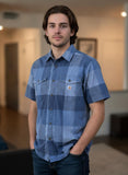 Carhartt Relaxed Fit Blue Plaid Short Sleeve Button Front Shirt Men's Medium