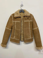 Wilson’s Leather Light Brown Tan Suede Faux Shearling Jacket for Women XS