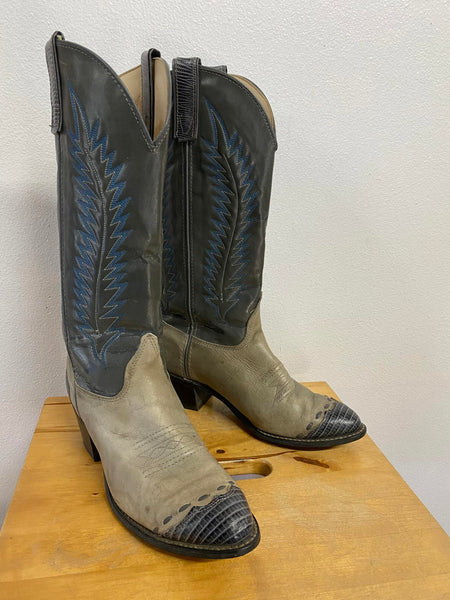Men's Two-Tone Western Cowboy Heeled Boots
