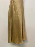 Gold Halter Jones New York Neck Maxi Dress 100% Silk Size 4
