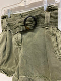 Sézane Olive Green High-Waisted Belted Shorts Size Medium