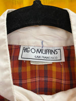Plaid Ruffle Detail Long Sleeve Blouse with White Collar