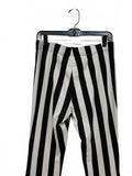 Killstar Black White Striped Stretchy Bodycon Flare Pants Size Large 29”
