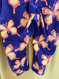 Men's Casual Purple Pants with Yellow and Orange Butterfly Print