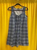 Y2K Sisley Blue White Plaid Ruffle Sleeveless Midi Dress Size Medium Designer