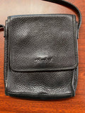 Black Leather Men's Shoulder Bag with Adjustable Strap
