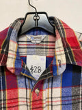 Five Brother Men's Plaid Flannel Shirt Jacket Red White Blue Size Large