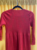 Eileen Fisher Ribbed Pleated 100% Wool Long Sleeve Dress in Rust Red size XS