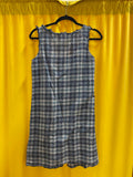 Y2K Sisley Blue White Plaid Ruffle Sleeveless Midi Dress Size Medium Designer