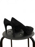Stuart Weitzman Black Suede Peep Toe Platform Heels 7.5M