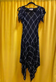 ***Black and White Checkered Max Studio Handkerchief Hem Dress Size Small