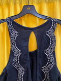 Free People Black Embroidered Tank Top Size Medium