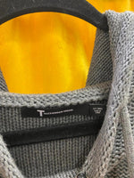 T by Alexander Wang Designer Gray Knit Hoodie Sweater 100% Cotton Cozy Small