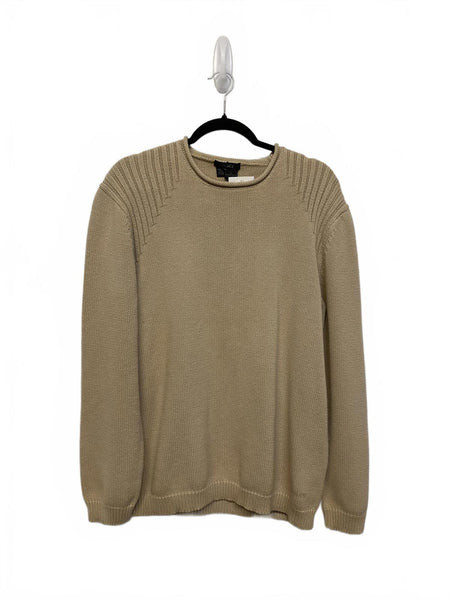 DKNY Y2K Men's Crew Roll Neck Sweater Beige Camel Knit 100% Cotton Large
