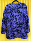 Christian Dior Silk Black Purple Gold Accent Floral Blazer Women’s 14 XL