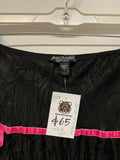 Betsey Johnson Y2K Black Label Black Tiered Skirt Pink Ribbon Accents Size 6