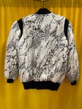 Perlita 100% Silk Quilted Black and White Patterned Puffer Jacket Large