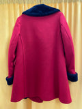 Women's Jesse Green Furriers Red Wool Blend Coat Faux Fur Collar Cuffs Medium