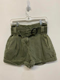 Sézane Olive Green High-Waisted Belted Shorts Size Medium