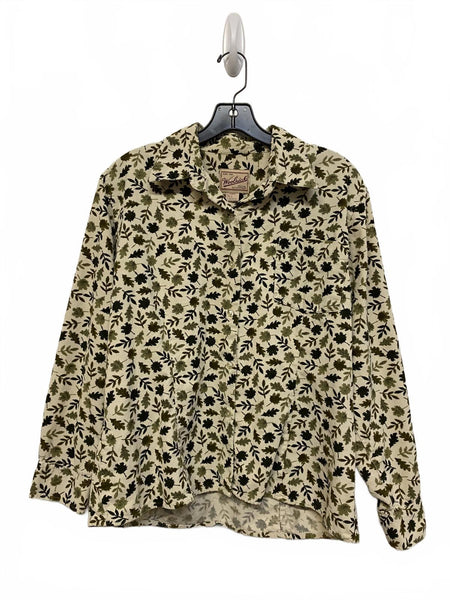 Woolrich Green Leaf Fall Corduroy LS Women’s Top Size Large 100% Cotton Autumn