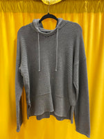 T by Alexander Wang Designer Gray Knit Hoodie Sweater 100% Cotton Cozy Small