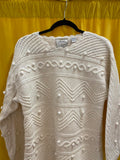 Handknitted White Women's Sweater Size Large