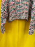 Free People Multicolor Ribbed Knit Cropped Sweater