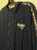Gola Anthropologie Exclusive Navy Oversized Utility Jacket with Hood and Floral Stripe Detail size Small