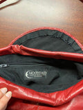 70s Vintage Patricia Smith MOONBAGS Red Leather Shoulder Bag Floral Needlepoint