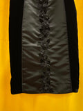 Vintage Velvet Y2K Formal Black Knee-Length Dress  Floral Embellishments Prom